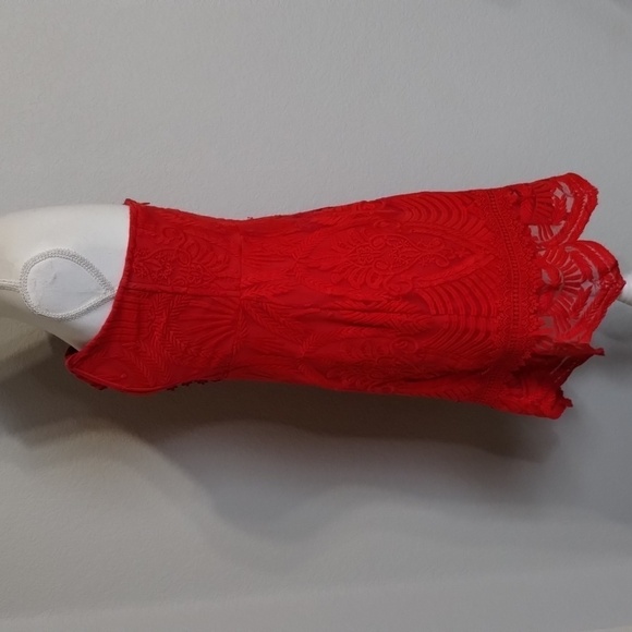 Forever 21 Contemporary Red Lace Strapless Dress Size Medium - Picture 4 of 10